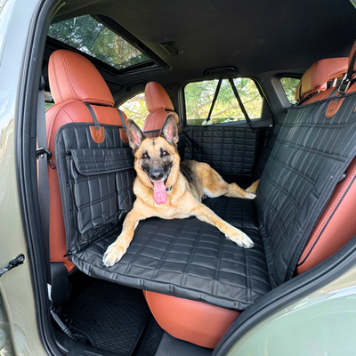 Leather Backseat Extender for Dogs - Black with Door Covers