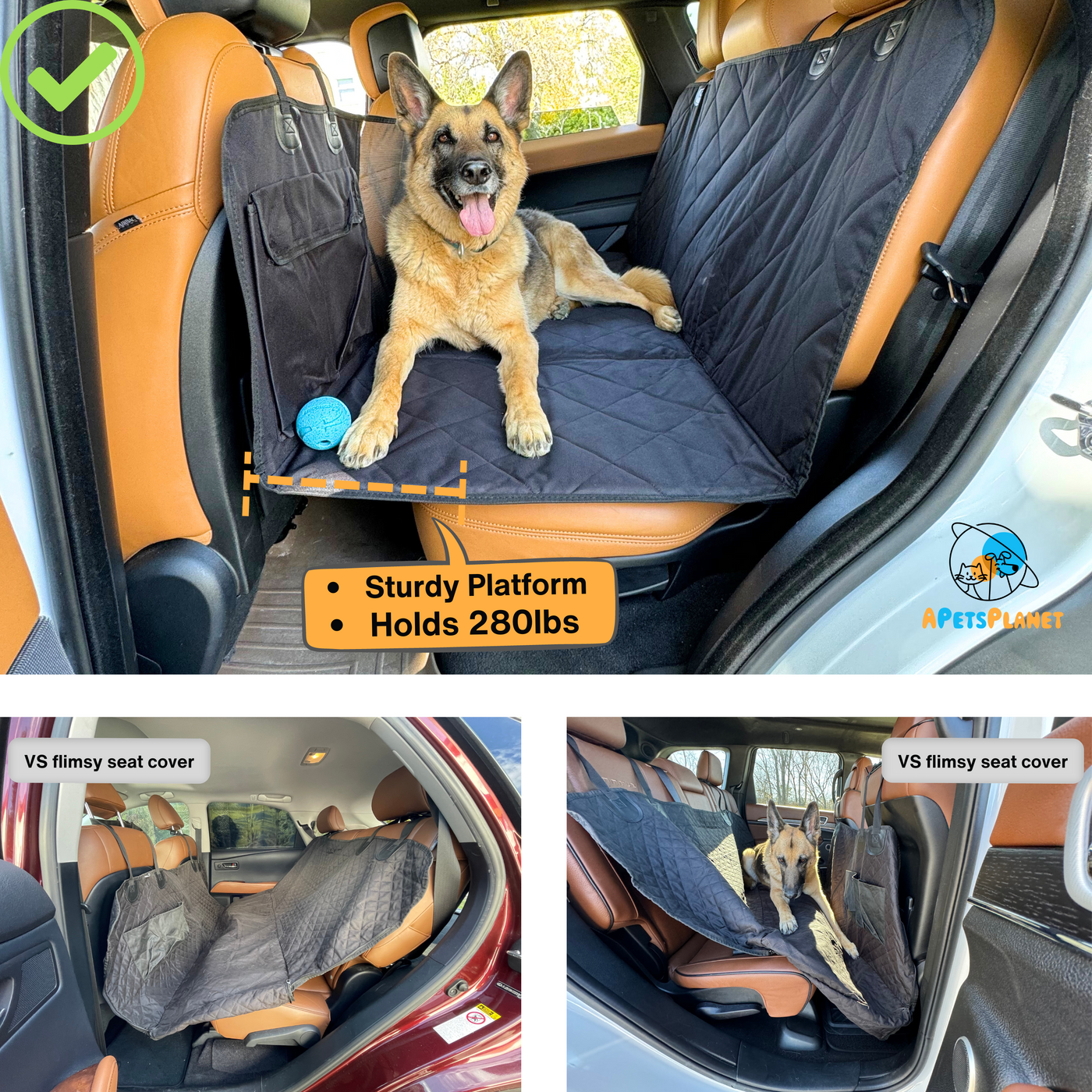 Backseat Extender for Dogs - Standard Black - No Door Covers